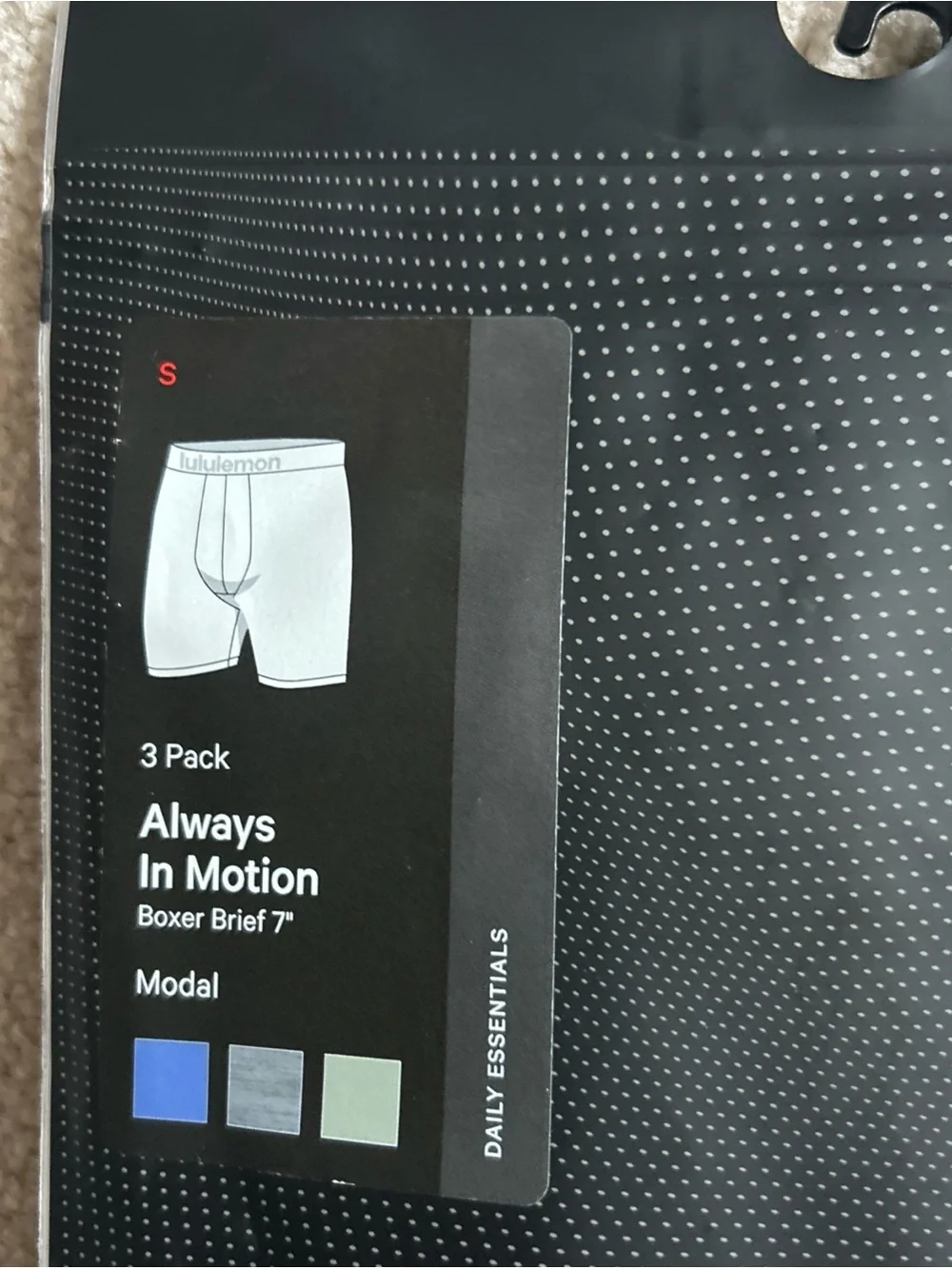 NWT Size S LULULEMON Men's ALWAYS IN MOTION BOXER BRIEF LONG 7“ 3 Pack